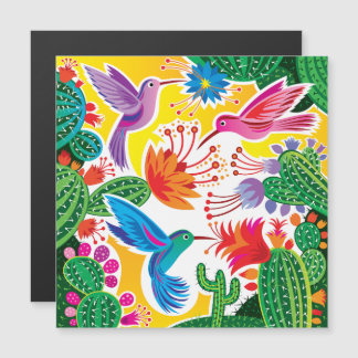 Kolibris und blühende Kakteen Magnetkarte