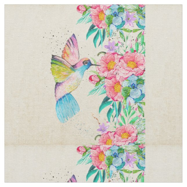 Kolibris und Blume Stoff (Nahaufnahme)