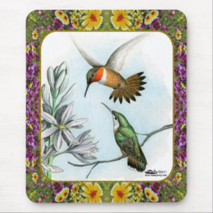 Kolibris und Blumen #2 Mousepad