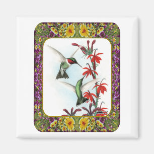 Kolibris und Blumen #5 Magnet