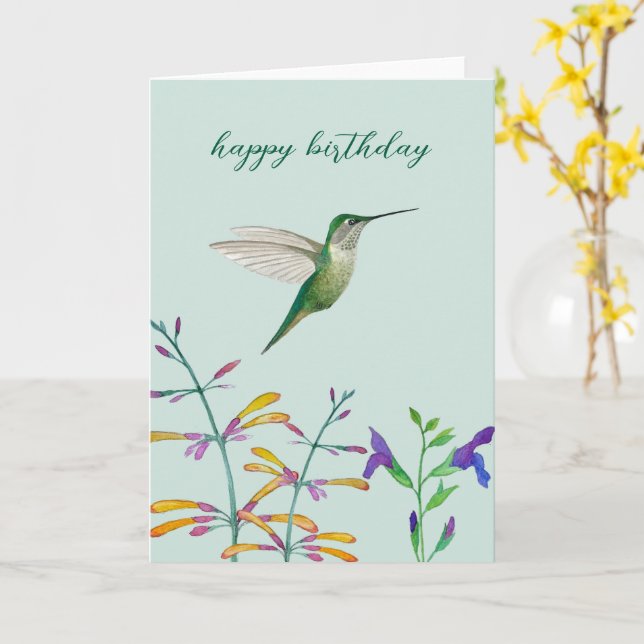 Kolibris und Blumen Karte (Gelbe Blume)