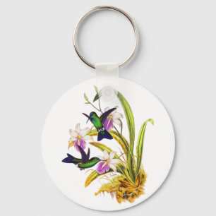 Kolibris und lila Orchideen Schlüsselanhänger