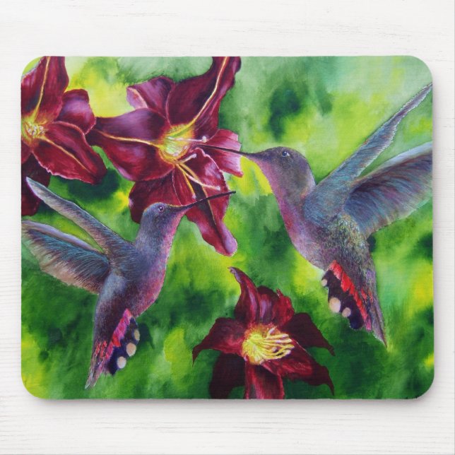 Kolibris und Lilienen-Mausunterlage Mousepad (Vorne)