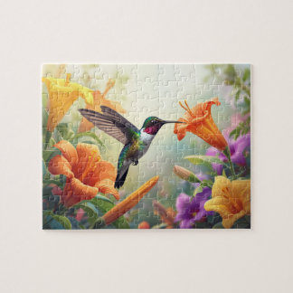 Kolibris und Orange Lilien Gartenszene