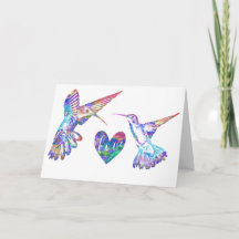 Kolibris und Wasserfarbe Liebes-Herz-Hochzeit