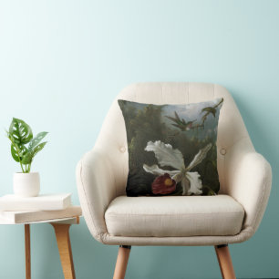 Kolibris und weiße Orchidee von Martin J. Heade Kissen