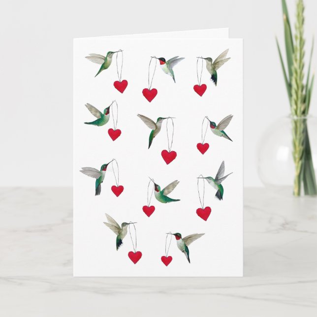 Kolibris Valentinstag Karte (Vorderseite)