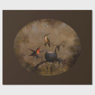 Kolibris Vogelnest viktorianische Heade-Malerei Geschenkpapier