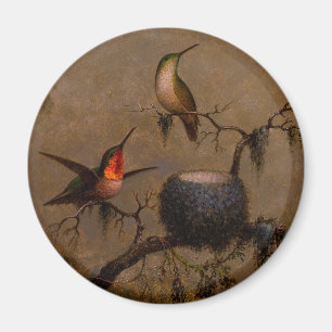 Kolibris Vogelnest viktorianische Heade-Malerei Magnet
