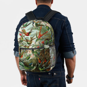 Kolibris von Ernst Haeckel, Vintage Vögel Bäume Bedruckter Rucksack