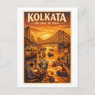 Kolkata, Indien, in einer klassischen Retro-Reise Postkarte