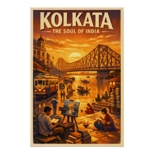 Kolkata, Indien, in klassischer Retro-Reiseoptik Poster