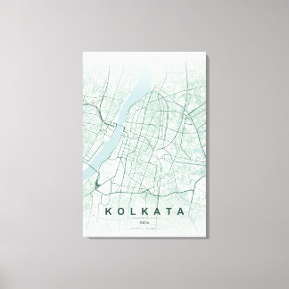 Kolkata Indien Stadtplan Minimales Design Leinwanddruck