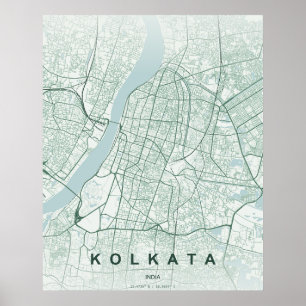Kolkata Indien Stadtplan Minimales Design Poster