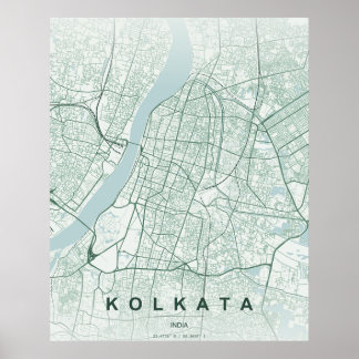 Kolkata Indien Stadtplan Minimales Design Poster