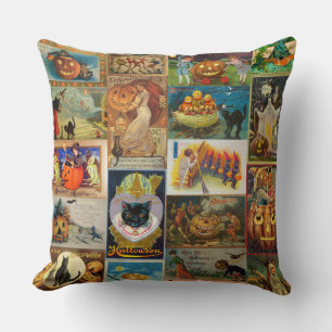 Kollage aus Vintage-Halloween-Karten Kissen
