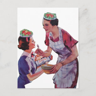 Kollage mit albernen Salathüten Postkarte