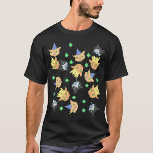 Kollage mit Cartoon-Katzen, Partyhüten, Kronen und T-Shirt