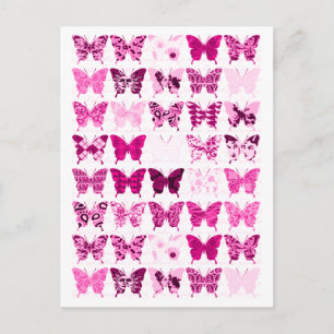 Kollage mit rosa Schmetterling Postkarte