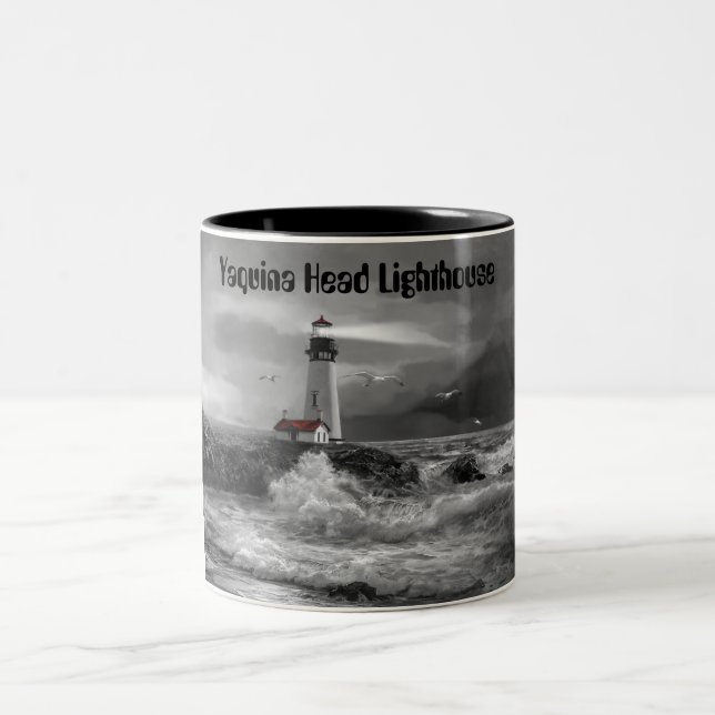 Kollektor-Tasse, Yaquina Leuchtturm Oregon Zweifarbige Tasse (Mittel)