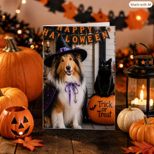 Kollie-Hexen-Zauber & Katzentrick-or-Treat-Faltkar Karte