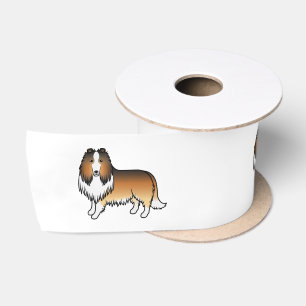 Kollie mit rauem Fell und süßem Cartoon-Hund Satinband