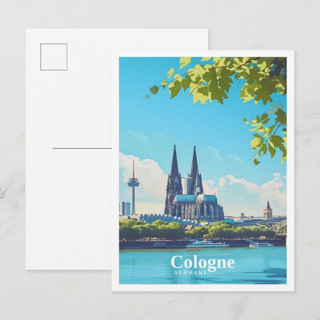 Köln Deutschland Art Vintage Reise Postkarte (Vorne/Hinten)