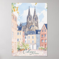 Köln Deutschland Gouache Paint Illustration Travel