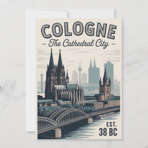 Köln Deutschland Retro-Skyline Stadtansicht Reise Feiertagskarte