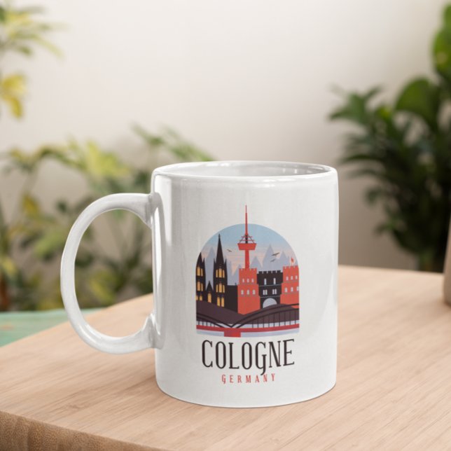 Köln Deutschland Vintag Stadtbild Kaffeetasse (Cologne Germany Vintage Cityscape Coffee Mug)