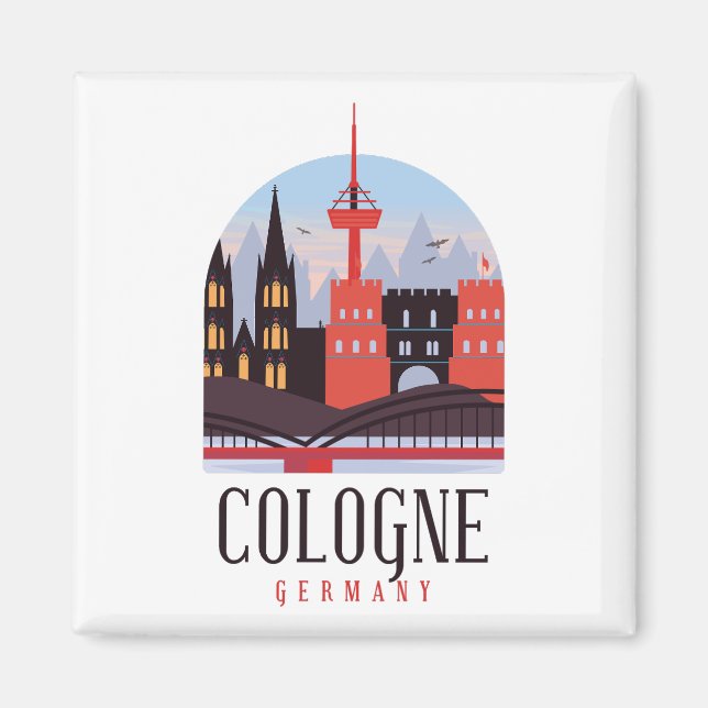 Köln Deutschland Vintag Stadtbild Magnet (Vorne)
