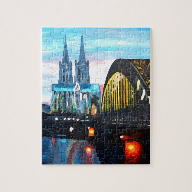 Köln-Kathedrale mit Hohenzollernbridge (Vertikal)