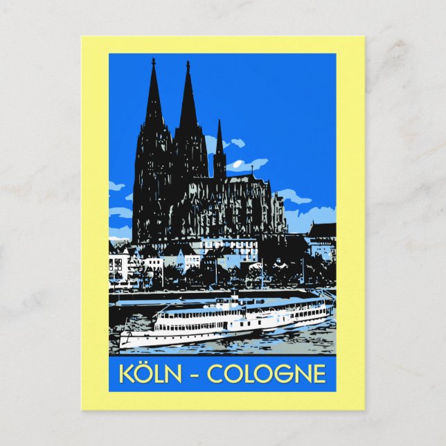 Köln Köln retro Vintage Reise-Anzeige Postkarte (Vorderseite)