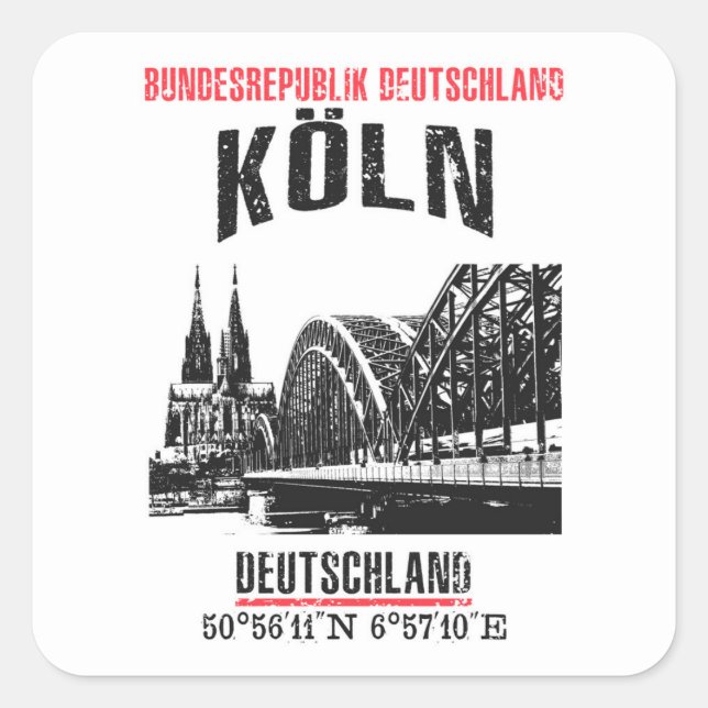 Köln Quadratischer Aufkleber (Vorderseite)