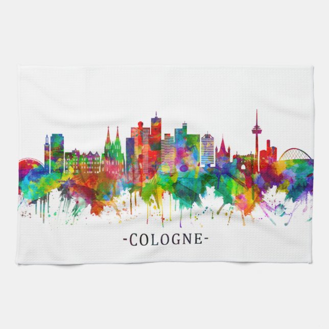 Köln Skyline Geschirrtuch (Horizontal)