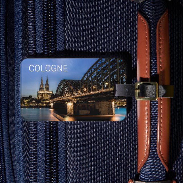 Köln Stadtbild Deutschland Dom Night Souvenir Gepäckanhänger (Vorderseite Insitu 4)