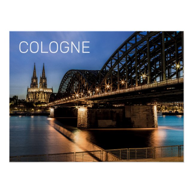 Köln Stadtbild Deutschland Dom Night Souvenir Poster (Vorderseite)
