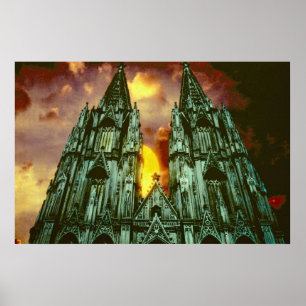 Kölner Dom mit Sonne Poster