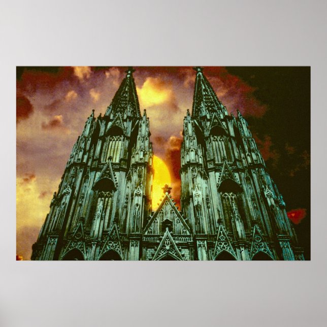 Kölner Dom mit Sonne Poster (Vorne)