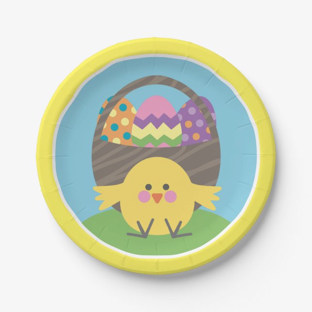 Koloful Chick and Ostereier Ostereier Party Pappteller (Vorderseite)
