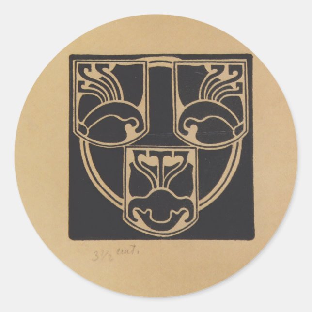 Koloman Moser - Entwurf des Emblems Runder Aufkleber (Vorderseite)
