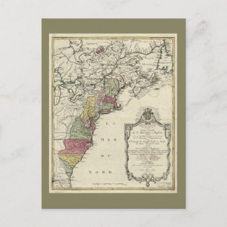 Kolonial America Map von Matthaus Lotter (1776) Postkarte