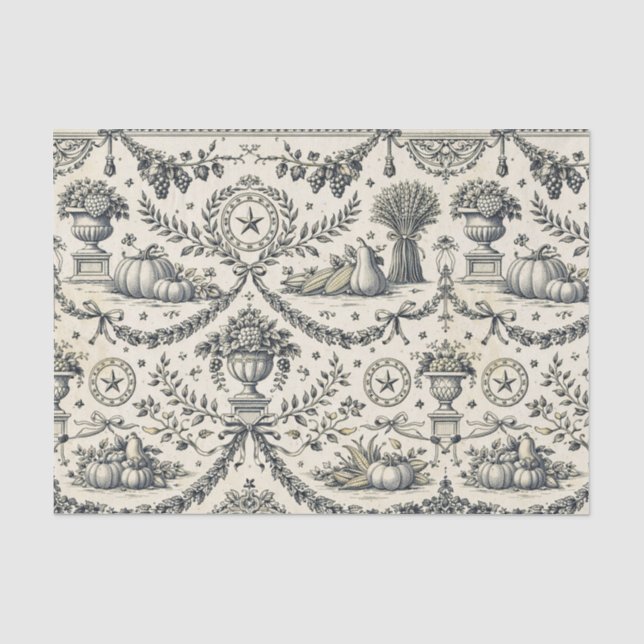 Koloniale Blaue Ernte-Toile Seidenpapier (Vorderseite)