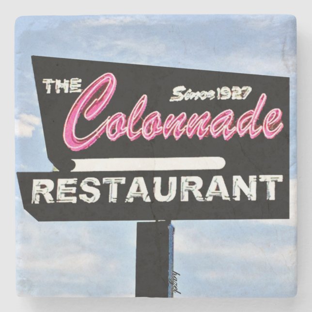 Kolonnade, Atlanta, Untersetzer, Restaurant Steinuntersetzer (Vorderseite)