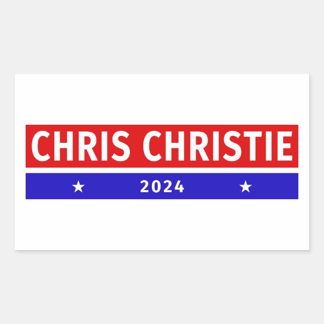 Kolorierte Chris Christie 2024 Wahl Rechteckiger Aufkleber (Vorderseite)