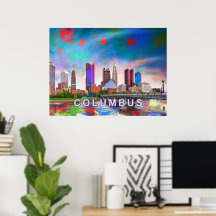 Kolorierte Kolumbus Ohio Skyline Abstrakte Kunst