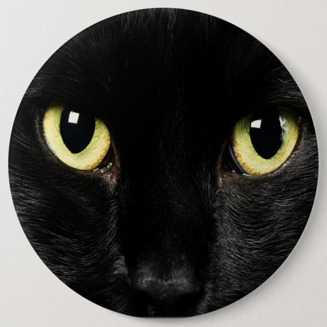 KOLOSSALE schwarze Katze Pinback knöpft Button (Vorderseite)