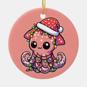 kolossaler Tintenfisch Frohe Weihnachtswintertiere Keramik Ornament
