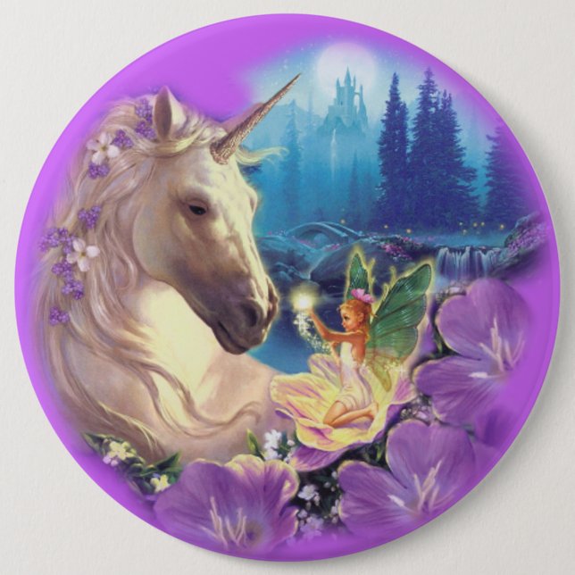 KOLOSSALER Unicorn und Fee, 6 Zoll Buttonknöpfe Button (Vorderseite)