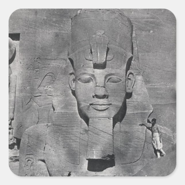Kolossalstatue von Ramesses II in Abu Simbel, 1850 Quadratischer Aufkleber (Vorderseite)